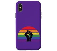 LGBT Pride Flag Fist BLM Black Lives Matter Vintage Retro Coque pour iPhone X/XS