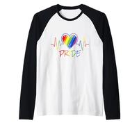 LGBT Pride Heartbeat Rainbow LGBTQ Gay Pride Manche Raglan