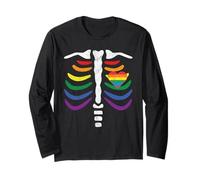 LGBT Pride Rib Cage Rainbow Skeleton Xray LGBTQ Manche Longue