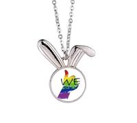 LGBT Rainbow Flag We Art Deco Fashion Collier Pendentif Lapin Animal Bijoux Cadeau