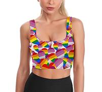 LGBT transgenre fierté Drapeau Coeur Soutien-Gorge de Sport pour Femmes débardeurs de Yoga imprimé rembourré Culture