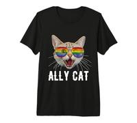 LGBTQ Ally Cat Gay Pride Rainbow Flag Cat Kitten Lover T-Shirt Haut de Gamme