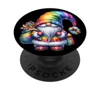 LGBTQ Christmas GNOME with Rainbow Santa Hat for Xmas PopSockets PopGrip Adhésif