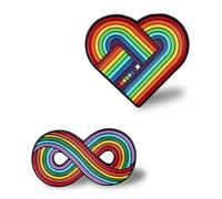 LGBTQ Lot de 2 épingles en émail arc-en-ciel - Symbole de l'infini et cœur tissé - Épingles de fierté pour vestes, sacs, vêtements - 2 épingles LGBTQ+ Ally pour l'égalité, l'amour, la visibilité, 1