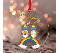 LGBTQ Love Always Wins Décoration à suspendre Gay Lesbian Pride Parade Rainbow Nain Rond Ornement Souvenir LGBT Bisexuel Transgenre Asexué Boule de Noël en acrylique Cadeau d'anniversaire pour