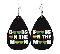 LGBTQ Montrez-moi vos seins Boucles d'oreilles en cuir PU pendantes en forme de larme pour femmes filles Mariage de mariée