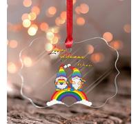 LGBTQ - Ornement souvenir LGBT « Love Always Wins » - Décoration murale pour maison, café, bar, pendaison de crémaillère - Cadeau rustique transparent rond
