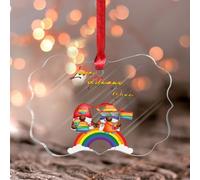 LGBTQ - Ornement souvenir « Love Always Wins » LGBT Bisexuel transgenre asexué rond ornement souvenir couleurs homosexuel animal mignon boule de Noël en acrylique cadeau de pendaison de crémaillère
