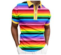 LGBTQ Polo arc-en-ciel pour homme Graffiti T-shirt à manches courtes coloré LGBT Pride Polo Rainbow Gay Pride Polo Motif drapeau arc-en-ciel Polo Chemise de plage Tenue de fierté, rouge, L