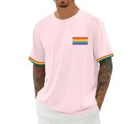 LGBTQ Pride Rainbow Mois Graphique T-shirt Design Manches Courtes Décontractée pour Célébrer Soutien Vêtements Confortables, Rose, 6XL
