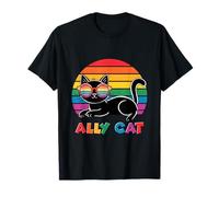 LGBTQ Pride T-Shirt - Ally Cat Rainbow Flag T-Shirt
