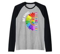 LGBTQ+ Rainbow Gay Flag Sunflower Be Kind Human Pride LGBTQ Manche Raglan