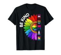 LGBTQ+ Rainbow Gay Flag Sunflower Be Kind Human Pride LGBTQ T-Shirt