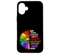LGBTQ+ Rainbow Vintage Equality Respect Parce Que l'amour gagne Coque pour iPhone 16 Plus
