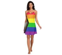 Lgbtq - Robe de nuit en satin à bretelles spaghetti réglables et col en V pour femme, motif drapeau de la fierté, taille S, Drapeau de la fierté des droits LGBTQ, XXL