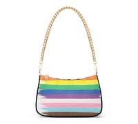 Lgbtq Sac à main fourre-tout avec fermeture éclair et sangle en chaîne Motif drapeau des droits de la fierté