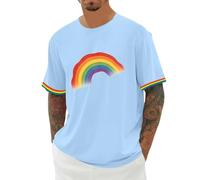 LGBTQ+ T-shirt graphique à manches courtes avec imprimé loisirs pour célébrer, bleu ciel, 5XL