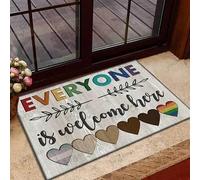 LGBTQ Tout Le Monde Est Le Bienvenu Ici LGBT Tapis De Bain Doux Paillasson Intérieur Anti-Salissures Tapis De Douche pour Extérieur Porte Chambre 40X60 Cm