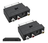 LgCiXli Adaptateur Péritel vers 3X RCA Cinch et S-Vide0 avec Commutateur Entrée/Sortie | Pack de 2 Connecteurs AV pour Numérisation, Magnétoscope et Consoles Rétro