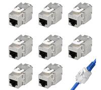 LgCiXli Lot de 8 modules Keystone Jack CAT 7 | Câblage réseau professionnel pour infrastructures informatiques haut débit | Montage sans outil & 10 Gbit/s | Prise RJ45 blindée STP