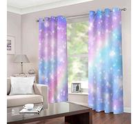 LGCK Lot De 2 Rideau Acoustiques Anti Froid - Rideaux Chambre pour Adulte Et Enfant 3D Ciel Étoilé Polyester Rideau À Oeillets Rideaux Occultants Salon Cuisine Fenêtre 150x166cm