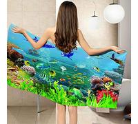 LGCK Serviette De Bain Océan Serviettes De Plage XL XXL Grande Microfibre Draps De Bain 90x180cm pour Voyage Plage,Yoga,Piscine,Gym,Camping, Sports - Séchage Rapide Léger