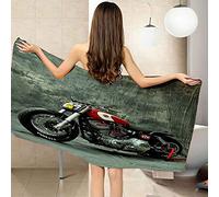 LGCK Serviette De Plage Enfants Serviette De Bain Moto Rouge 70x140cm Microfibre Camping Serviettes pour Adultes Homme Femme 3D Douce Couverture De Plage Piscine Voyage Natation