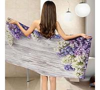 LGCK Serviette De Plage Microfibre Imprimé Lavande Mauve 3D Serviette De Bain Homme Femme Drap De Plage Séchage Rapide pour La Plage Extérieure Et Natation Sport Yoga Piscine Gym 80x160cm