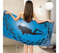 LGCK Serviette De Plage Microfibre Plongeur Bleu 3D Serviette De Bain Homme Femme Drap De Plage Séchage Rapide pour La Plage Extérieure Et Natation Sport Yoga Piscine Gym 80x160cm