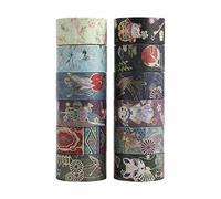 LGEGE 12 rouleaux de ruban Washi Tape, 20mm de large, motif de chat, d'oiseau, de poisson, de poupée, ruban de masquage japonais pour Scrapbook, Bullet Journal, emballage cadeau, bricolage (2m)