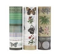 LGEGE 20 rouleaux de Washi Tape Set, 5/10/15/20/25mm de large, Papillon, Oiseaux, Fougères, Fleurs, Décor Masking Tape pour Scrapbook, Bullet Journal(2m)