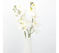 LGEGE Lot de 3 fleurs artificielles d'orchidée phalaenopsis - Fleurs artificielles blanches en tissu de soie au toucher réaliste pour la maison, la cuisine, le bureau, l'hôtel, décoration florale pour