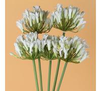 LGEGE Lot de 5 bulbes d'agapanthe artificiels - 66 cm de haut - Plante d'agapanthe artificielle pour la décoration de la maison et du bureau (blanc)