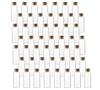 LGEGE Lot de 50 mini bouteilles en plastique de 12 ml avec bouchons en liège, 22 petites bouteilles de potion de 60 mm, petits pots de sable pour décoration de fête, loisirs créatifs