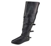 Lggwunsi Botte Cowboy Homme Chelsea Chaussures Bottes Pirate Médiéval Bottillon Accessoire Cuir Desert Boots Déguisement Western Montante Cavalières Noir Mollet Large