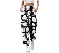 Lggwunsi Costume Femme Halloween - Lâche Elastique Taille Léger Pantalons Décontracté Halloween Imprimé Petit Démon Pantalon avec Poches Jogging