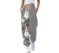Lggwunsi Halloween Costume Women - Lâche Elastique Taille Léger Pantalons Décontracté Halloween Imprimé Petit Démon Pantalon avec Poches Jogging
