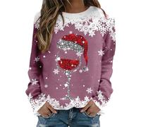 Lggwunsi Le Pull Le Plus Moche De Noel - Pull Moche de Noel Femme col Rond Décontracté Pullover Souple Manches Longues Imprimé de Noël Hiver Chaud Sweat-Shirt,Rosa Shocking,L