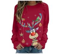Lggwunsi Le Pull Le Plus Moche De Noel - Pull Moche de Noel Femme col Rond Décontracté Pullover Souple Manches Longues Imprimé de Noël Hiver Chaud Sweat-Shirt