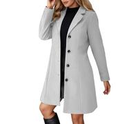 Lggwunsi Manteau Femme Hiver - Hiver et Automne Manteaus en Laine Boutonnage Veste À Revers Trench-Coat Epaissie Chic et Élégant Blazer Coupe-Vent Confortable Classique Mi Longue Manteaux,Gris,M