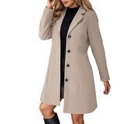 Lggwunsi Manteau Femme Hiver - Hiver et Automne Manteaus en Laine Boutonnage Veste À Revers Trench-Coat Epaissie Chic et Élégant Blazer Coupe-Vent Confortable Classique Mi Longue Manteaux,Kaki,M