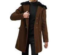 Lggwunsi Manteau Homme Hiver Chaud - Manteau Homme Laine Veste Col Cranté Trench Coat Simple Boutonnage Classique Manteaux Slim Fit Chaud Parka Mode Classique Vêtements pour Automne et Hiver