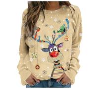 Lggwunsi Pull Femme De Noel - Pull Moche de Noel Femme col Rond Décontracté Pullover Souple Manches Longues Imprimé de Noël Hiver Chaud Sweat-Shirt