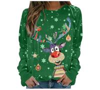 Lggwunsi Pull Femme Noel - Pull Moche de Noel Femme col Rond Décontracté Pullover Souple Manches Longues Imprimé de Noël Hiver Chaud Sweat-Shirt