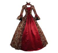Lggwunsi Robe de Princesse Femme - Renaissance Robes de Bal Longue Palais Style Médiéval Victorien Robe de Soirée Curvy Élégante Robes de Princesse Maxi Costume de Corset pour Halloween,4XL,Rouge