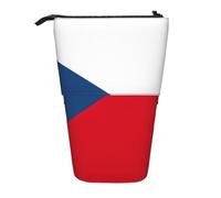 LGHDFYO 1 trousse télescopique avec motif drapeau de la République tchèque pour femmes et hommes, joli sac de papeterie avec fermeture éclair pour bureau, noir, taille unique, mode, Noir , Talla única