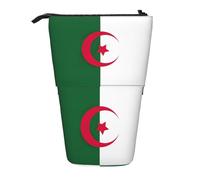 LGHDFYO 1 trousse télescopique avec motif drapeau de l'Algérie pour homme et femme, jolie pochette stationnaire avec fermeture éclair pour bureau, Noir/blanc, One Size, tendance.