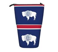 LGHDFYO 1 trousse télescopique avec motif drapeau du Wyoming pour homme et femme, jolie pochette stationnaire avec fermeture éclair pour bureau, Noir/blanc, One Size, tendance.