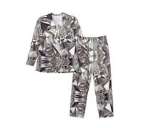 LGHDFYO Ensemble de pyjama pour homme avec motif diamant, pyjama doux à manches longues pour se détendre les soirées à la maison, les week-ends paresseux, Noir , XXL