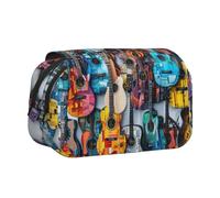 LGHDFYO Étui à stylo coloré pour guitare acoustique et guitare, porte-stylo à bille fait à la main, pochette zippée, Noir/blanc, One Size, Art déco.